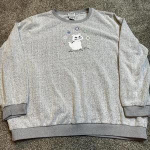 Vintage‎ Embroidered Kitty Cat Sweatshirt
